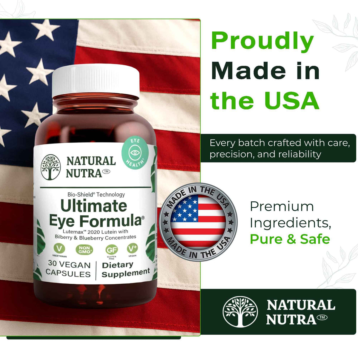 Natural Nutra Ultimate Eye Health Supplement - Bilberry & Blueberry Extract Blend for Day and Night Vision Support, Promotes Color Perception & Eye Clarity - Non-GMO, Vegan - 30 Capsules (Pack of 3)