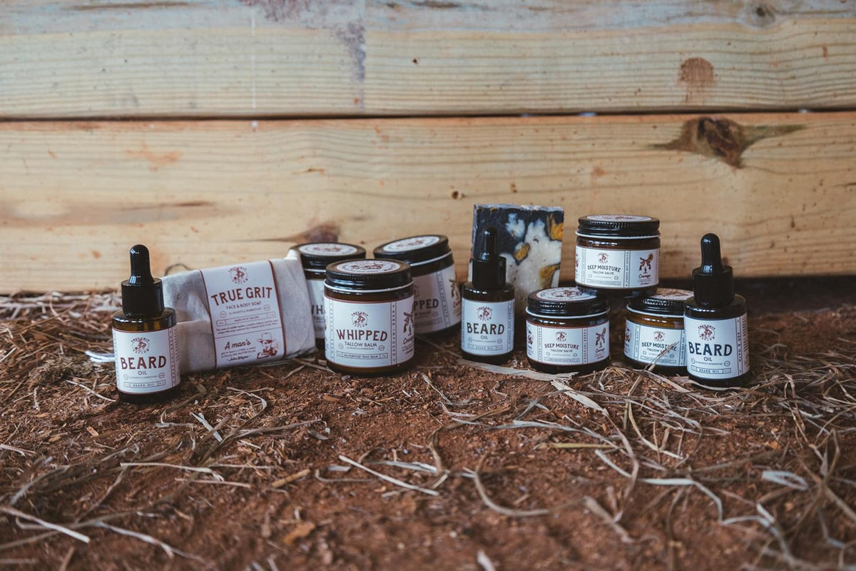 True Grit Tallow - Beef Tallow Soap Bar 3-Pack - John Wayne Inspired - Cedar & Campfire Scent - Cold Process Bar Soap with Activated Charcoal & Coffee Grounds - 4 oz Each