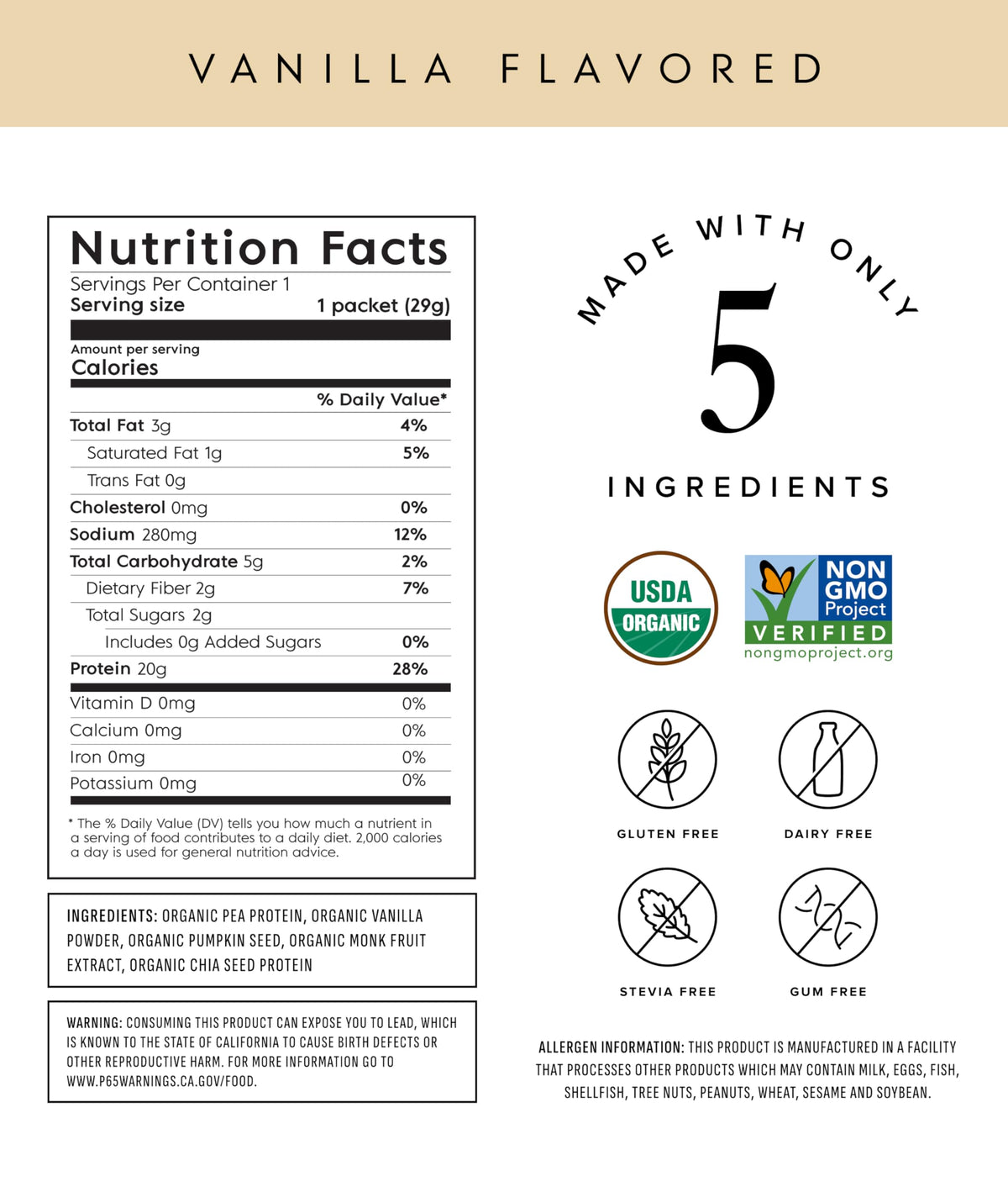 Truvani Organic Plant Based Protein Powder - Strawberry - 10 Servings - Vegan - 20g Pea Protein - Single Serving Travel Packets - Keto - Gluten & Dairy Free - Low Carb
