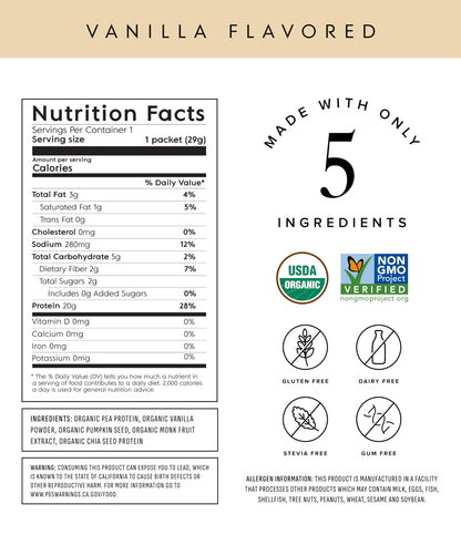 Truvani Organic Plant Based Protein Powder - Strawberry - 10 Servings - Vegan - 20g Pea Protein - Single Serving Travel Packets - Keto - Gluten & Dairy Free - Low Carb