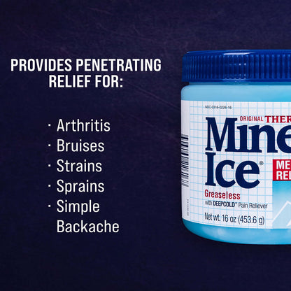 Mineral Ice - Original Therapeutic Menthol Pain Relief Gel. Greaseless with "Deepcold" Pain Reliever. Provides Cooling & Penetrating Relief for Arthritis, Simple Backache, Strains & Sprains (16 Ounce)