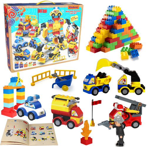 Klobroz Building Blocks for Toddlers 2-5, 171 Pieces Blocks Car Set for Kids Classic Large Building Bricks Compatible with All Major Brands Educational Toys for All Ages