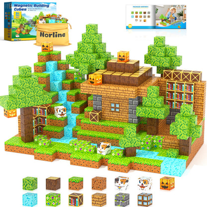 Magnetic Blocks - 100PCS Build Mine Magnet World Forest Cottage Craft Set