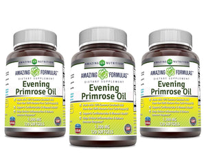 Amazing Formulas Evening Primrose Oil 1300mg, 10% GLA, Softgels Supplement - Hexane Free Cold Pressed Oil - Non-GMO - Gluten Free (250 Count)