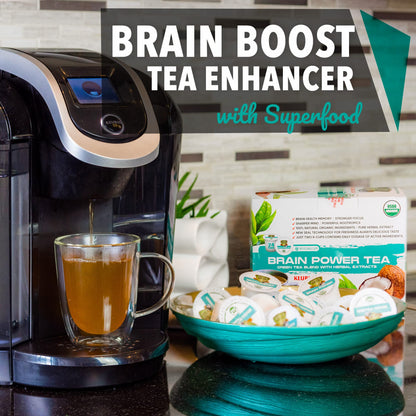SOLLO Brain Power Organic Green Tea Pods with MCT, Acai & Essential nutrition, Nootropic Brain Booster- Improves Memory & Focus Compatible with 2.0 K-Cup Keurig Brewers, 24 Ct