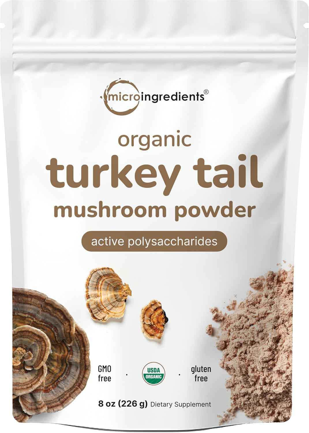 Organic Turkey Tail Mushroom Powder (50:1 Extract), 8 Ounce - Freeze Dried with Active Polysaccharides, Supports Immune Response & Cellular Level, Pet Friendly