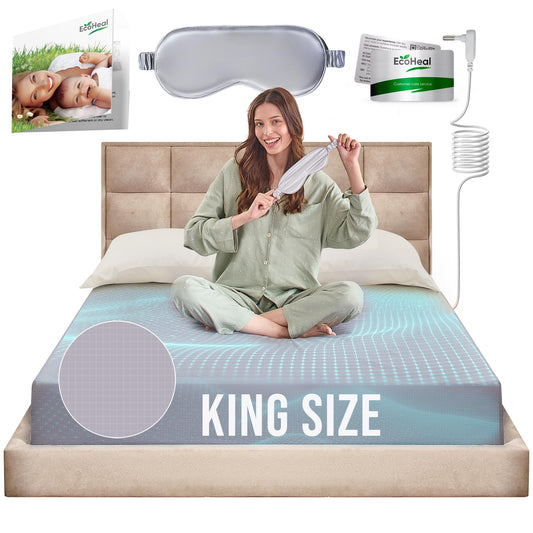 Earth Grounding Sheets King Size with 12% Silver Fiber & 4% Silk & 84% Cotton - Gray - Quality Certified Grounded Well Bed Sheet - Conductive Fitted Sheet for Better Sleep