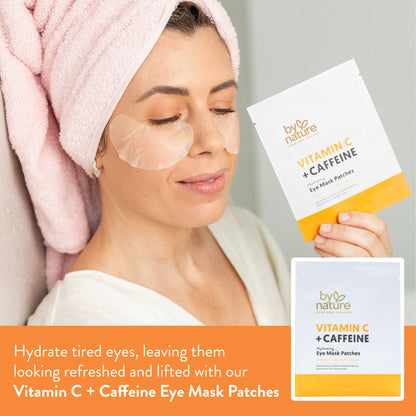 By Nature Vitamin C + Caffeine Hydrating Under Eye Mask Patches for Dark Circles & Puffiness – Energizing Brightening Eye Patches Skincare – 5 Pairs