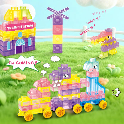 42PCS Soft Train Sensory Building Blocks with Wheels,Squishy Stacking Toy