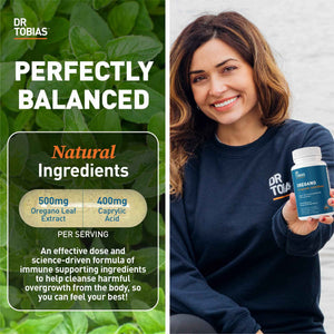 Dr. Tobias Lung Health and Oregano & Caprylic Acid Blend, Supports Lung Cleanse & Detox, Intestinal Health, Immune Support with Prebiotics & Herbs for Women & Men