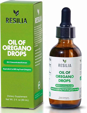 Resilia Premium Oregano Oil Drops - High Potency 34mg Per Serving - Herbal Antioxidant Formula for Immune Support - Non-GMO, Easy-to-Use Liquid Supplement, 60ml