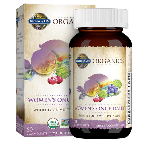 Garden of Life Organics Multivitamin for Women - Women's Once Daily Multi - Whole Food Multi with Iron, Biotin, Vegan Organic Womens Multivitamin for Health, Energy Hair Skin and Nails, 60 Tablets