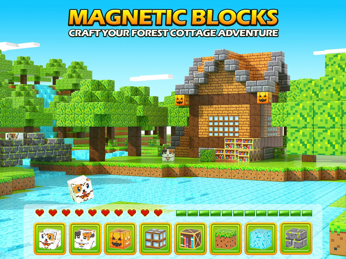 Magnetic Blocks - 100PCS Build Mine Magnet World Forest Cottage Craft Set