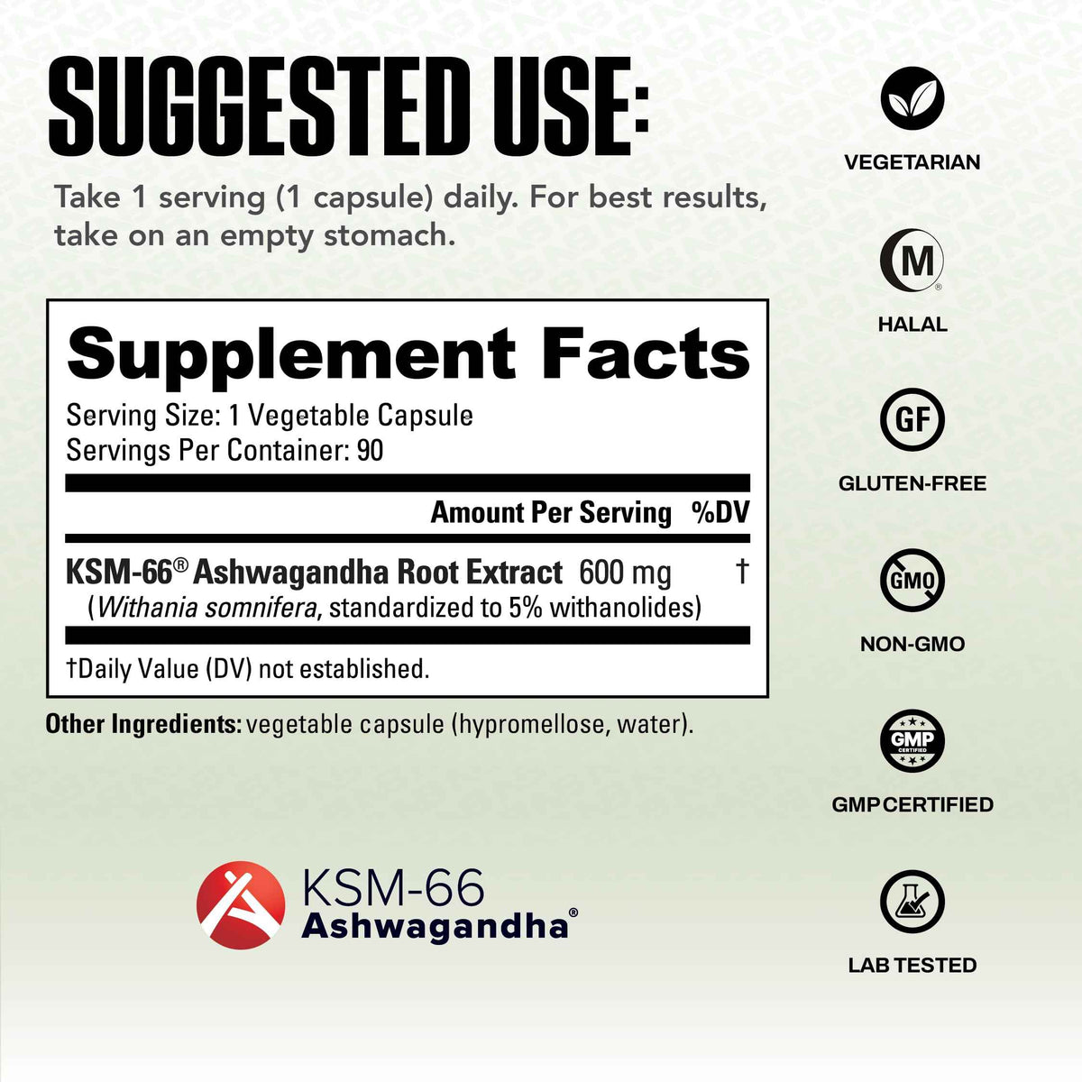 NutraBio Ashwagandha KSM-66 - Ashwagandha Herbal Supplement for Stress, Mood, & Performance - 600 MG of Clinically Studied KSM66 60 Capsules