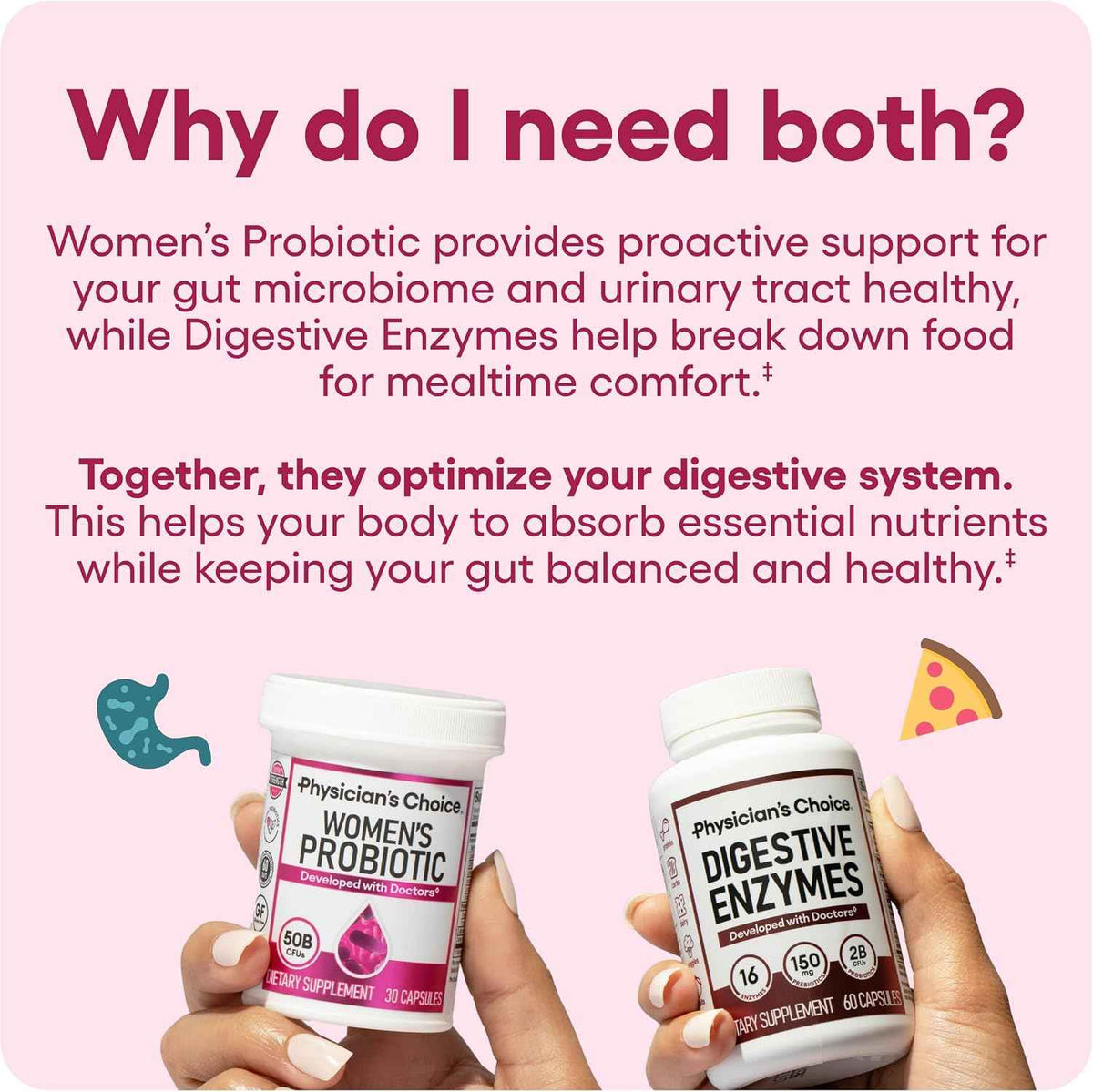 Physician's CHOICE Women’s Starter Bundle: Women’s Probiotic 30ct + Digestive Enzymes 60ct