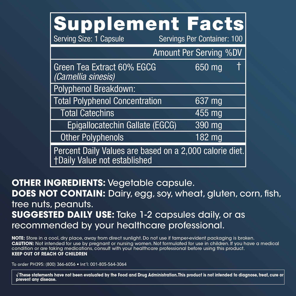 ProHealth Longevity Green Tea EGCG Extreme (390mg EGCG, 100 Capsules) (Green Tea Supplement)