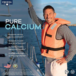 FREEDA Calcium 600mg Tablets for Bone, Joint & Teeth Support - 100 Count - Gluten-Free, Easy-to-Swallow Coated Tablets to Support Healthy Bones, Joints, Teeth, Muscle Function & Nerve Health