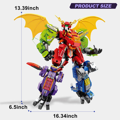 4-in-1 Dino Mecha Kit, Transform Robot Toy Gift for Boys Kids 8+, 904PCS