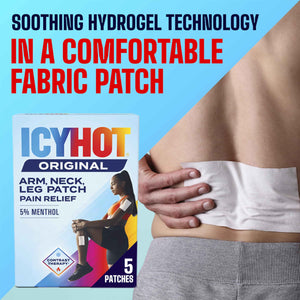 Icy Hot Original Pain Relief Patch, Medium Size Fabric Patches for Arm, Neck and Leg with Menthol 5%, Ice and Heat Contrast Therapy for Backaches, Joints, Muscle Strains and Arthritis, 5 ct.