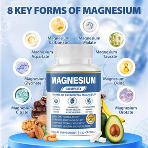 1000mg Magnesium Complex 8 in 1 for Women & Men – Magnesium Glycinate, Citrate, Malate, Taurate, Oxide, Carbonate, Aspartate, Orotate – Vegan Non-GMO, for Sleep, Fatigue & Heart Health, 120 Capsules BOSNETHUINH buy supplements Au