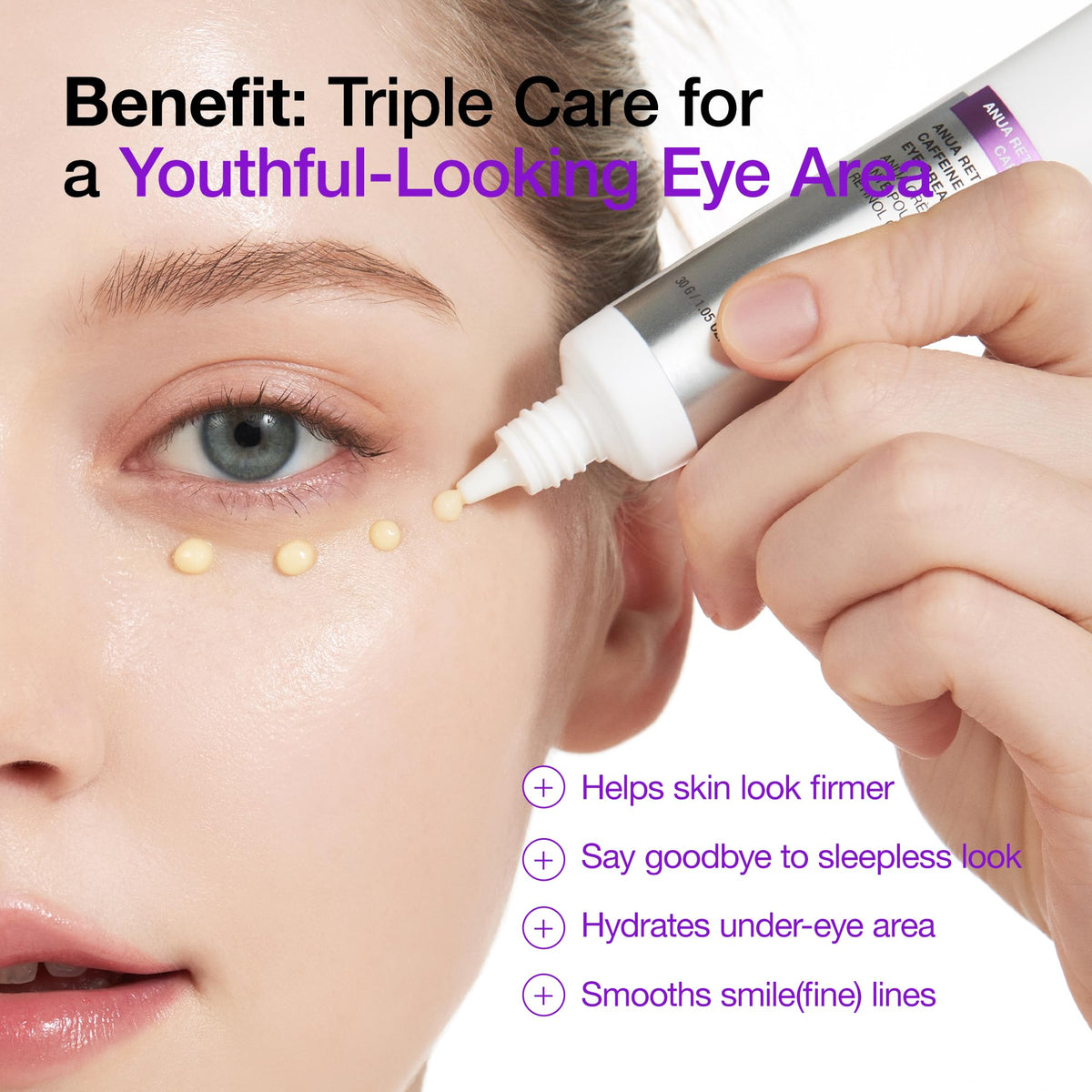 Anua Retinol 0.1 Caffeine Revitalizing Eye Cream – Hydrating Eye Cream for Dark Circles & Puffiness, Korean Skincare (1.05 fl oz)