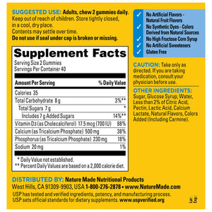 Nature Made Calcium Gummies 500 mg Per Serving with Vitamin D3, Dietary Calcium Supplement for Bone Support, 80 Gummies, 40 Day Supply