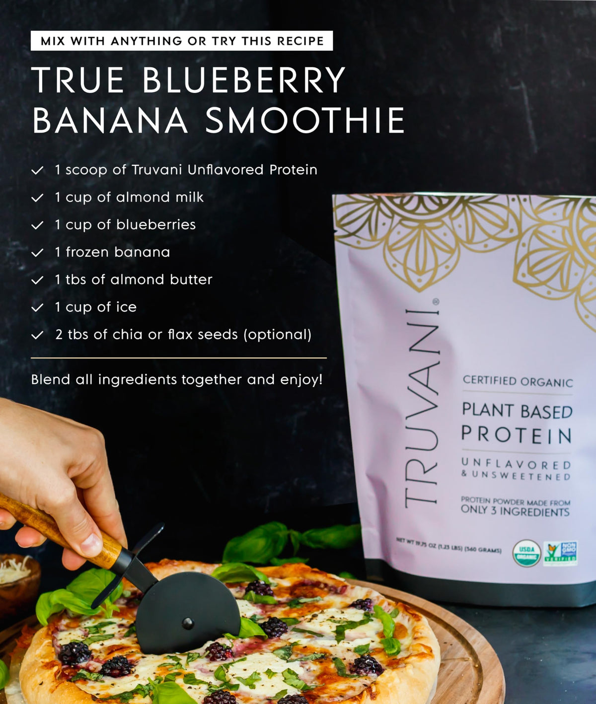 Truvani Organic Plant Based Protein Powder - Strawberry - 10 Servings - Vegan - 20g Pea Protein - Single Serving Travel Packets - Keto - Gluten & Dairy Free - Low Carb