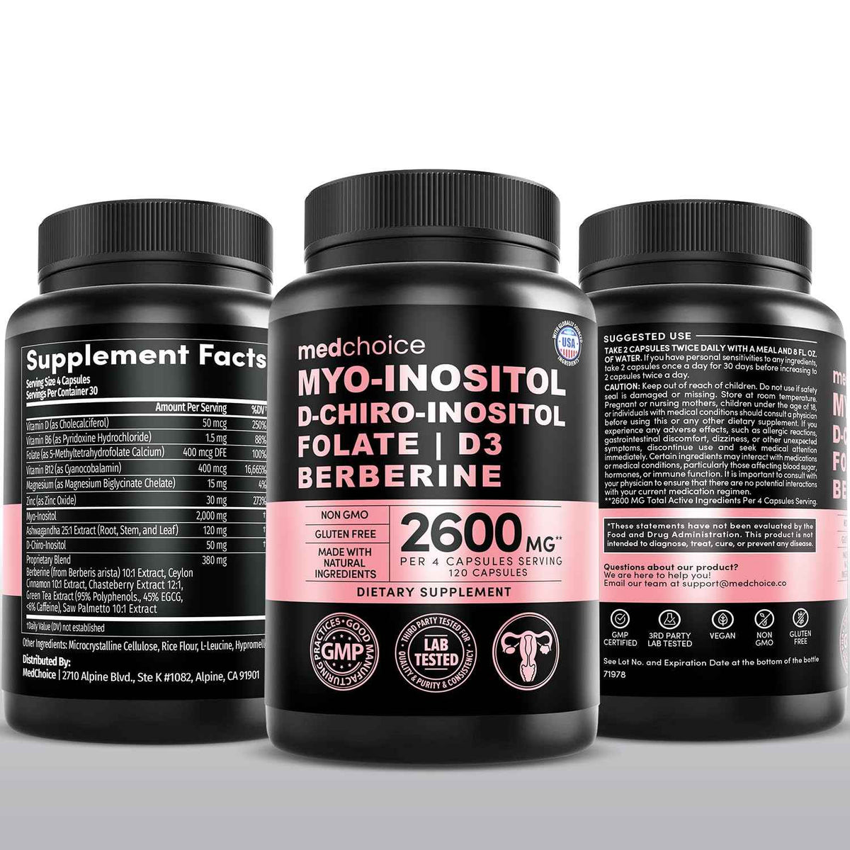 14-in-1 Women’s Inositol Complex Supplement - 40:1 Myo & D-Chiro Inositol with Folate, Vitamin D3, Zinc, Magnesium & Botanicals for Hormone