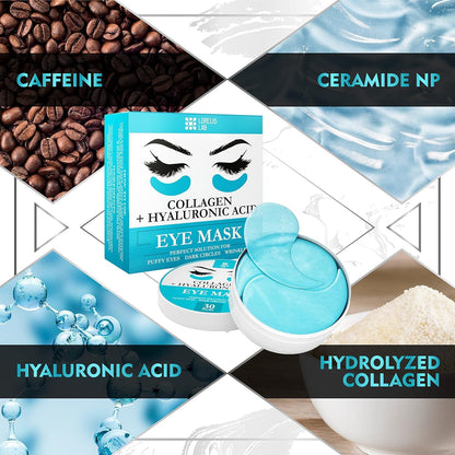 Under Eye Patches - Collagen, Caffeine & Hyaluronic Acid (30 Pairs)