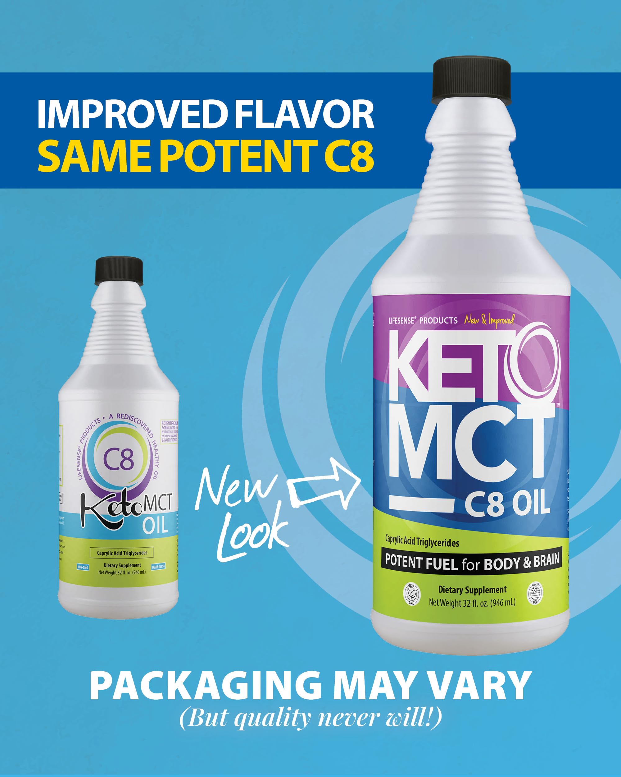 LifeSense C8 MCT Oil, Keto-Friendly, Sourced from Coconut Oil, Clinically Proven to Increase Ketone Production, Optimal Fuel for the Brain and Body, Made in USA by PhD Nutrition, 32 oz
