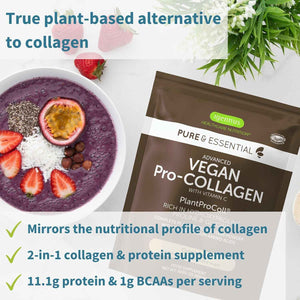 Pure & Essential Vegan Collagen Peptide Protein Powder + Live Cultures+ Lab4 Probiotics Vegan Bundle, Collagen Boosting Formula + 25 Billion CFU Lactobacillus Acidophilus & Bifidobacterium, by Igennus