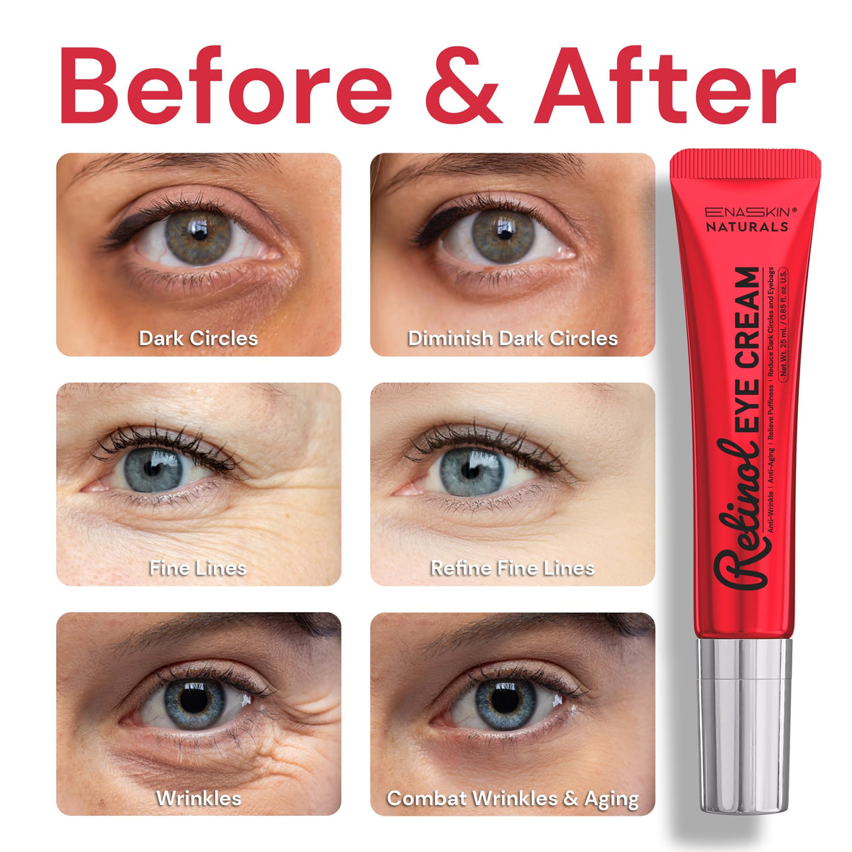 Retinol Eye Cream Anti-Aging - Instant Tightening & Wrinkle Repair (0.85 oz)