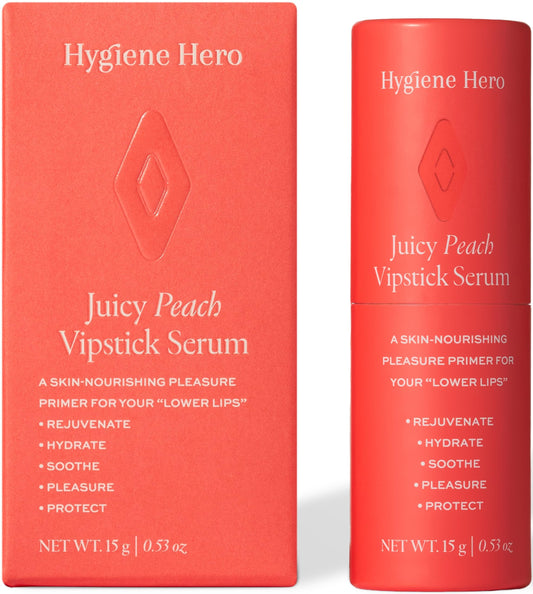 Hygiene Hero Vipstick Sexual Enhancer Serum for Women | Serum for Vulva | Intimate Grooming | Soothe, Hydrate and Protect Your Labia, Juicy Peach, 0.53oz