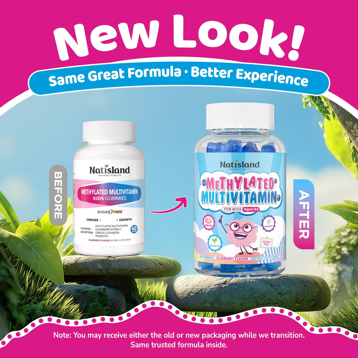 Kids Methylated Multivitamin - MTHFR Multivitamin for Kids & Teens 4+, L Methylfolate & B12, 13 Vitamins, Vegan Omega-3, Zinc, Probiotics & Elderberry, Immune Support, Brain Health, Sugar-Free