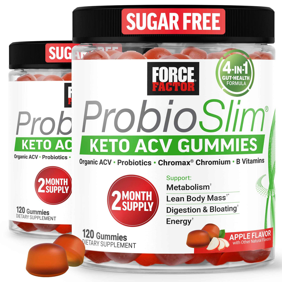 Force Factor ProbioSlim Apple Cider Vinegar Gummies, Keto ACV Gummies with LactoSpore Probiotics & Prebiotics to Support Digestion, Metabolism & Immune Health