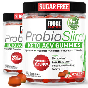 Force Factor ProbioSlim Apple Cider Vinegar Gummies, Keto ACV Gummies with LactoSpore Probiotics & Prebiotics to Support Digestion, Metabolism & Immune Health