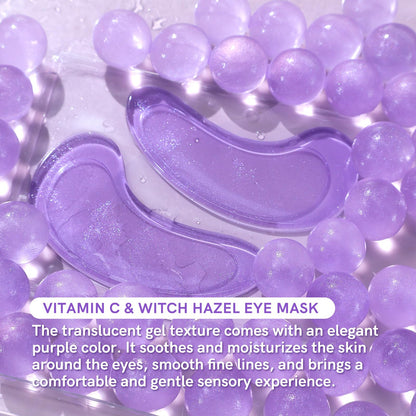 PEAUAMIE Under Eye Patches (30 Pairs) – Brightening Vitamin C & Soothing Witch Hazel Eye Mask for Dark Circles & Puffiness