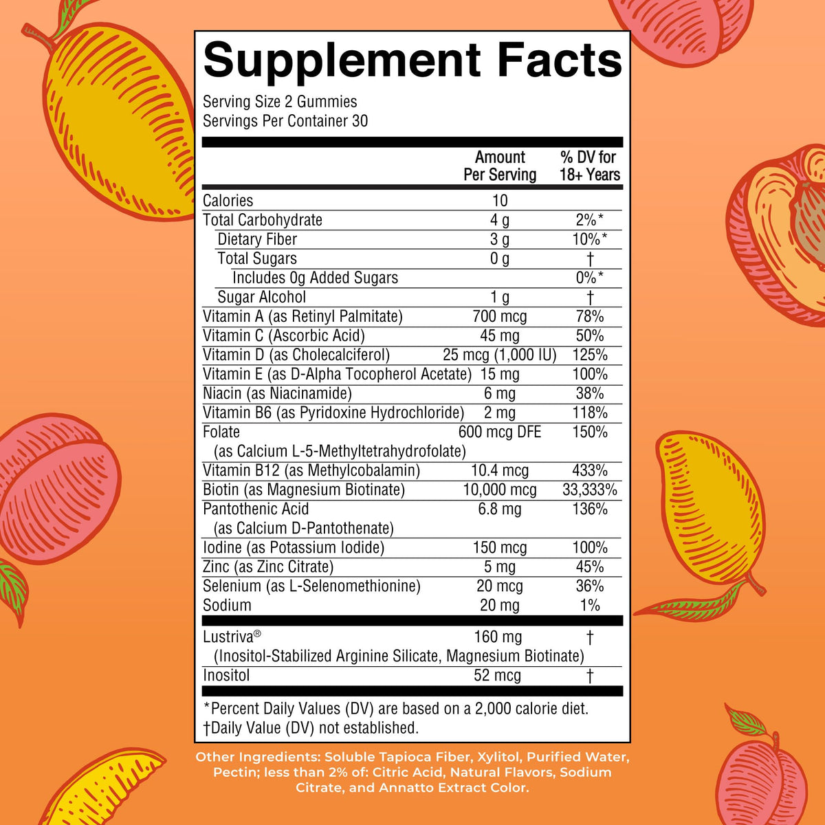 MaryRuth's Multivitamin + Hair Growth Gummies - with Lustriva - Biotin 10000mcg - B Vitamins - Formulated for Thicker Hair, Wrinkles, Fine Lines, Skin Care - Ages 18+ - 30 Servings