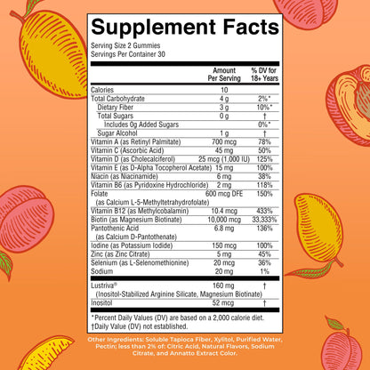 MaryRuth's Multivitamin + Hair Growth Gummies - with Lustriva - Biotin 10000mcg - B Vitamins - Formulated for Thicker Hair, Wrinkles, Fine Lines, Skin Care - Ages 18+ - 30 Servings
