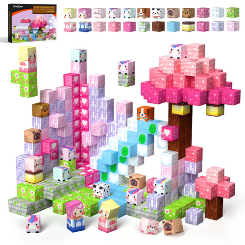 GobiDex Magnetic Blocks Kid Building Toys for 3+ Years Old Girls, STEM Sensory Gifts for Princess, Kids Magnets Build MagWonder World Game for Toddler