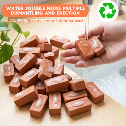 ROHSCE House Building Set for Kids 4+, Mini Brick Construction Kit with Mortar, STEM Architecture Blocks, Reusable DIY Projects, Creative Birthday Gift