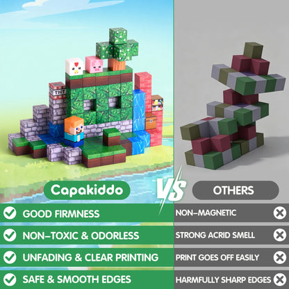 CAPAKIDDO 100 Pcs Animal Forest Magnetic Building Blocks