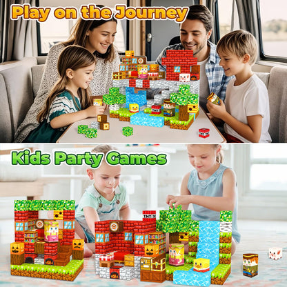 ORZbb 120PCS Magnetic Blocks Kids Games Building Toys for 3 4 5 6 7 8 9 10 11 12 Year Old Boys Girls, Magnetic Tiles Cubes STEM Sensory Toys for Toddler Travel Party Christmas Birthday Gifts