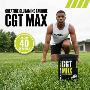 NutraBio CGT-MAX Powder- Creatine, Glutamine and Taurine to Support Muscle Recovery and Strength - 40 Servings - Unflavored