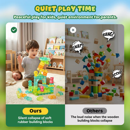 52PCS Sensory Soft Building Blocks for Toddlers, Squishy Stacking Toy
