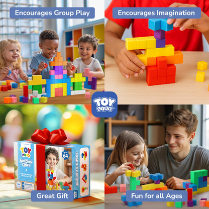 TOY Life Primary Magnetic Blocks, 64-Piece STEM Set, Ages 3-8