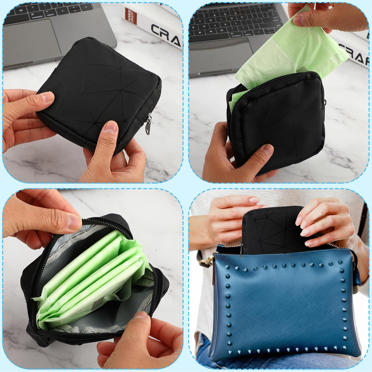 Ouligay Period Bag Sanitary Napkin Storage Bag Tampon Bag Tampon Pad Holder for Purse Menstrual Pad