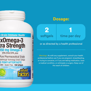 Natural Factors RxOmega-3 Ultra Strength - Brain & Heart Health Support - Eye Health Supplement with EPA & DHA - Supplement with Omega-3 Fatty Acids - 150 Softgels (75 Servings) Natural FactorsBuy Supplements Australia