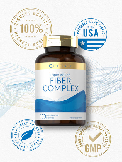 Carlyle Triple Action Fiber Complex | 180 Capsules | Vegetarian, Non-GMO and Gluten Free Supplement