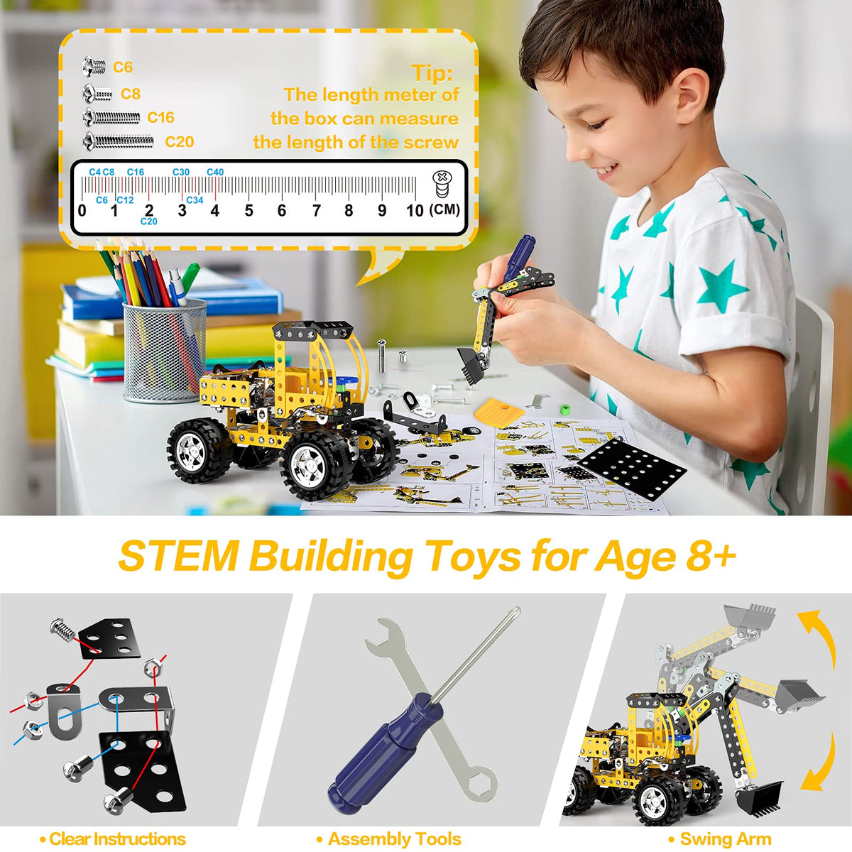 Lucky Doug Stem Building Projects Toys for Kids Boys 8 9 10 11 12 Year Old, Metal Building Construction Model kit, Building Blocks DIY Toy